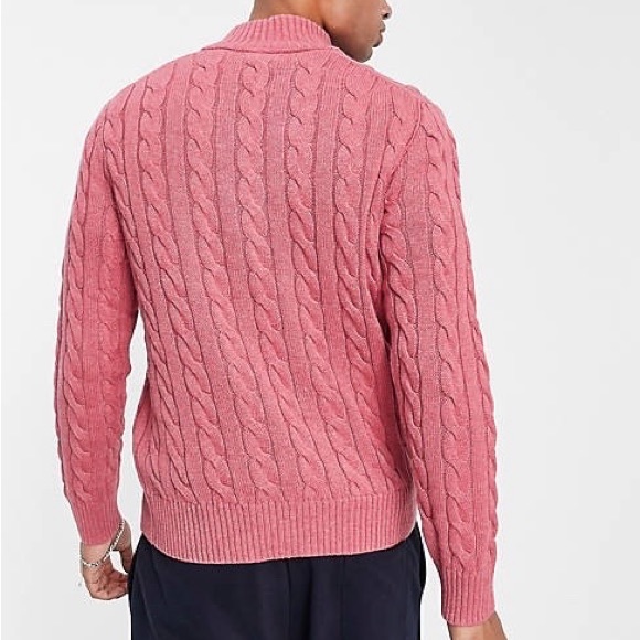 Polo Ralph Lauren NWT! Men'S Old Pink Cable-Knit Cotton Quarter-Zip Sweater - Picture 2 of 15